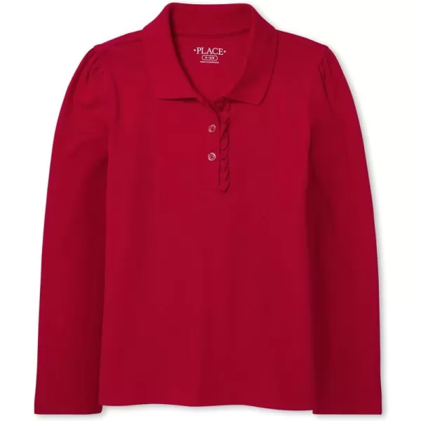 The Children's Place Girls' Long Sleeve Ruffle Pique Polo