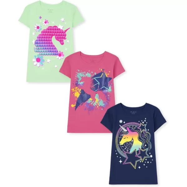 The Children's Place Girls' Unicorn Short Sleeve Graphic T-Shirts, Multipacks