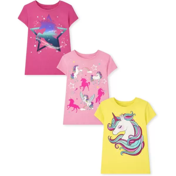The Children's Place Girls' Unicorn Short Sleeve Graphic T-Shirts, Multipacks