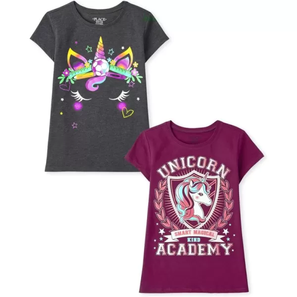 The Children's Place Girls' Unicorn Short Sleeve Graphic T-Shirts, Multipacks