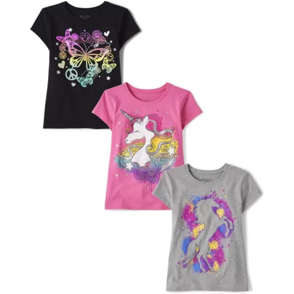 The Children's Place Girls' Unicorn Short Sleeve Graphic T-Shirts, Multipacks