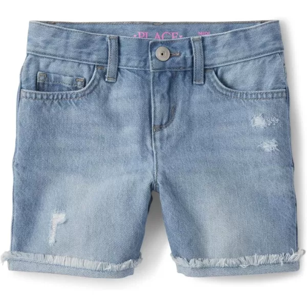 The Children's Place girls Distressed Denim Midi Short