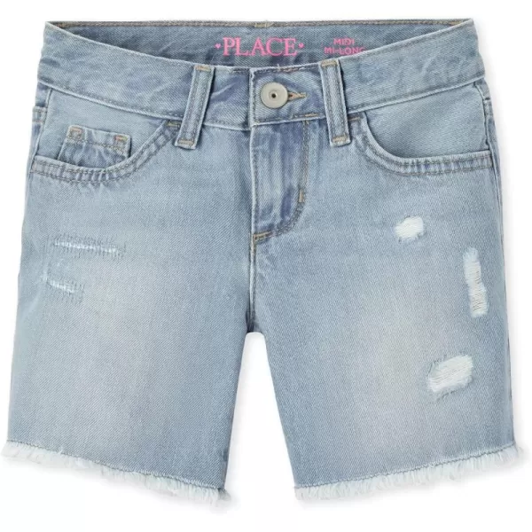 The Children's Place girls Distressed Denim Midi Short