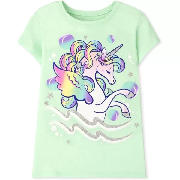 The Children's Place girls Dream Unicorn Graphic Short Sleeve Tee