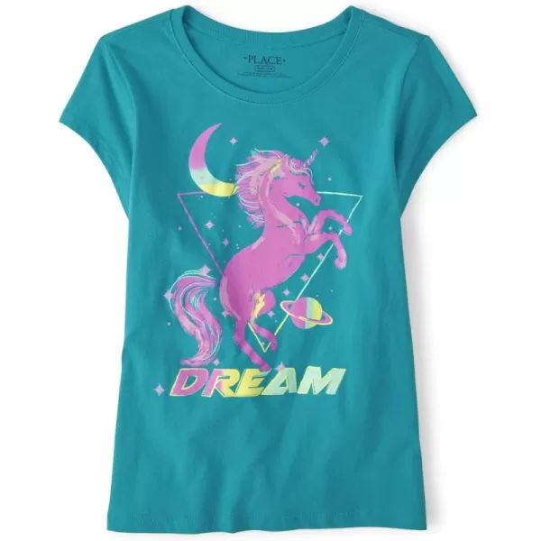 The Children's Place girls Dream Unicorn Graphic Short Sleeve Tee