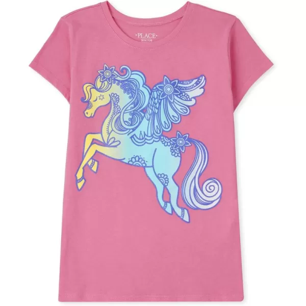 The Children's Place girls Dream Unicorn Graphic Short Sleeve Tee