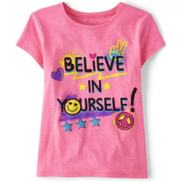 The Children's Place girls Happy Face Short Sleeve Graphic T Shirt