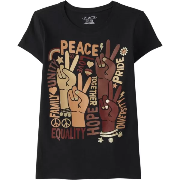 The Children's Place girls Happy Face Short Sleeve Graphic T Shirt