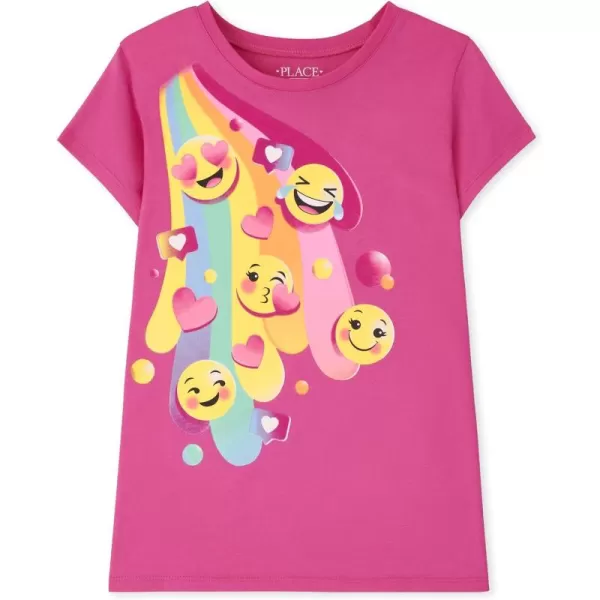 The Children's Place girls Happy Face Short Sleeve Graphic T Shirt