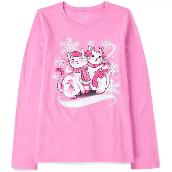 The Children's Place girls Long Sleeve Animal Graphic T shirt