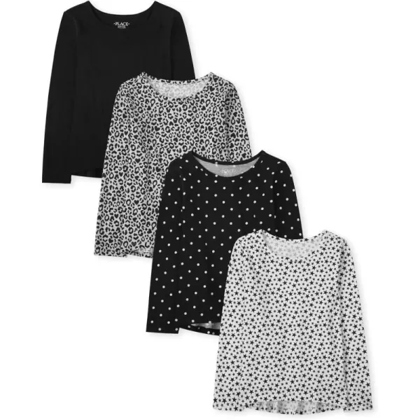 The Children's Place girls Long Sleeve High Low Top 4 Pack