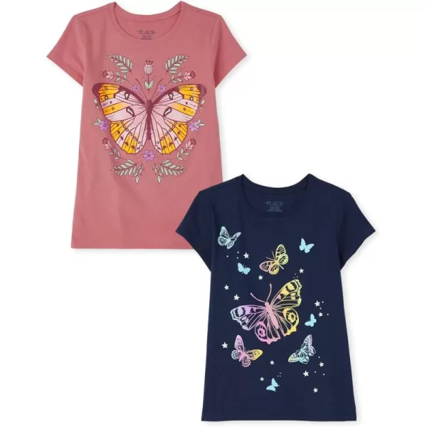 The Children's Place girls Multi Color Short Sleeve Graphic T shirt 3 Pack