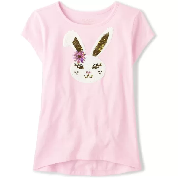 The Children's Place girls Short Sleeve Graphic High Low Top