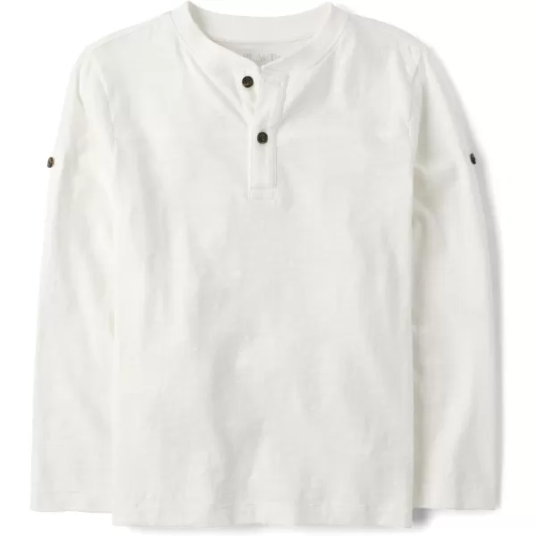 The Children's Place Boys' Long Sleeve Rolled Cuff Henley Shirt