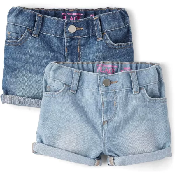 The Children's Place Baby Girls' and Toddler Jean Midi Shorts, Lily Wash