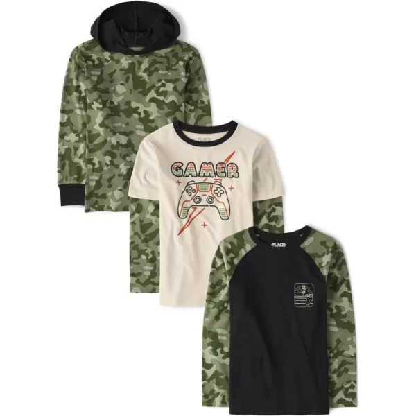 The Children's Place Boys' Long Sleeve Knit Shirts 3-Pack