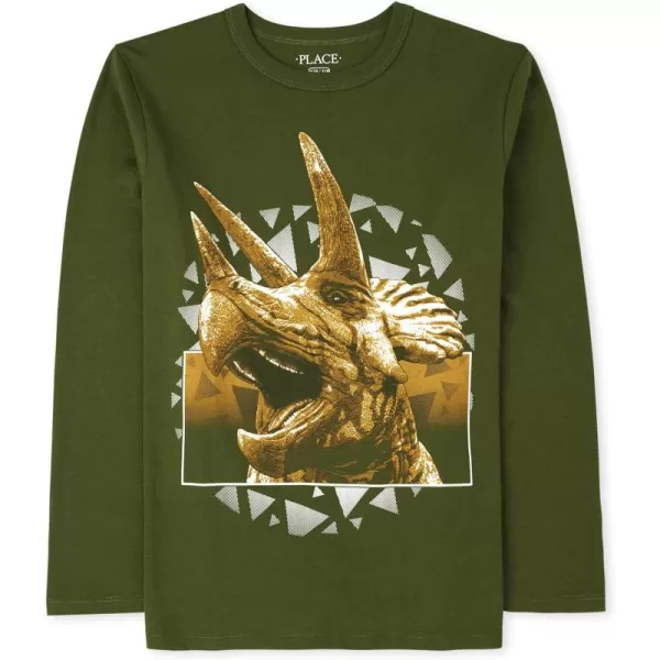The Children's Place baby boys Dino Lightning Graphic Long Sleeve T Shirt