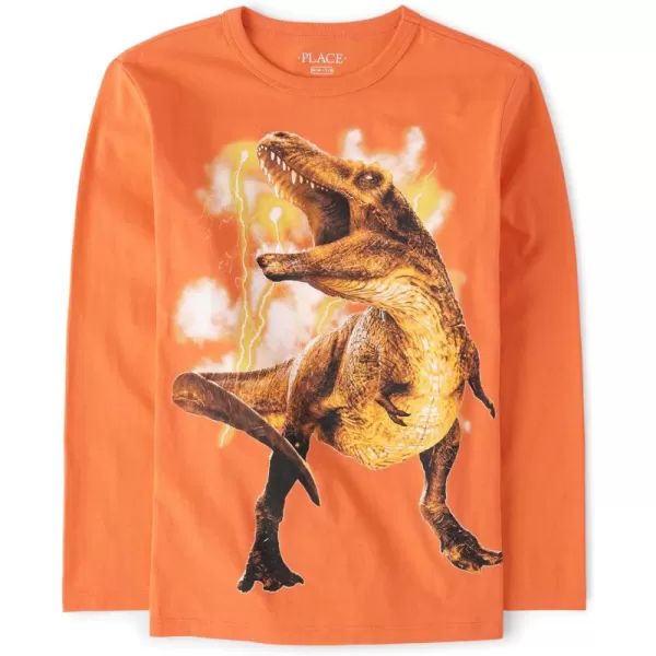 The Children's Place baby boys Dino Lightning Graphic Long Sleeve T Shirt