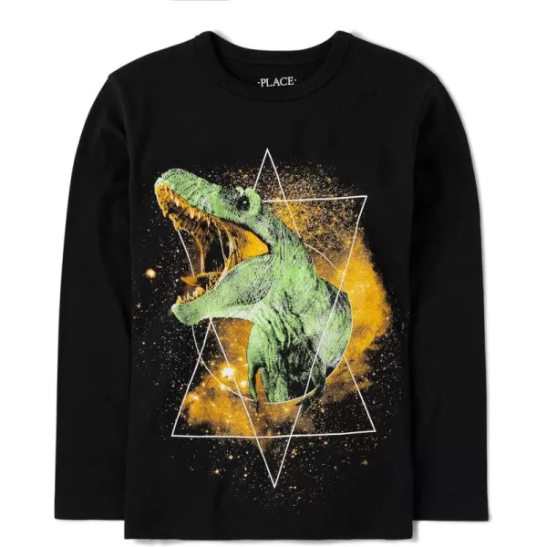 The Children's Place baby boys Dino Lightning Graphic Long Sleeve T Shirt