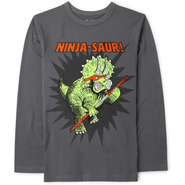 The Children's Place baby boys Dino Lightning Graphic Long Sleeve T Shirt
