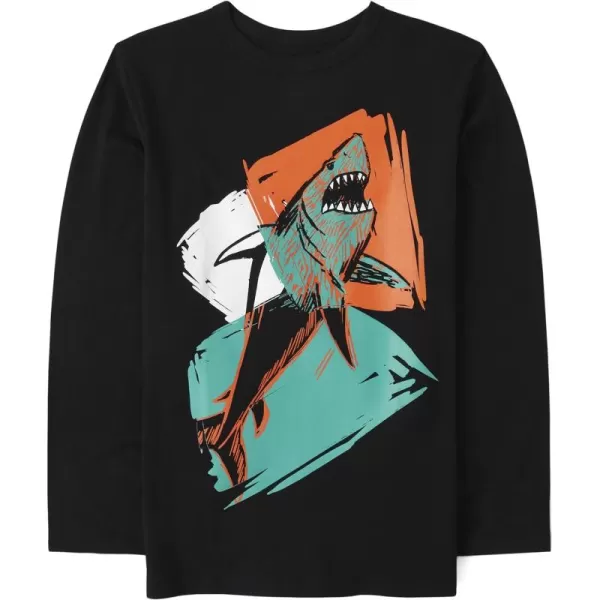 The Children's Place boys Shark Graphic Long Sleeve T Shirt