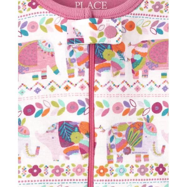 The Children's Place Baby Girls' and Toddler Snug Fit 100% Cotton Short Sleeve Zip-Front One Piece Footless Pajama