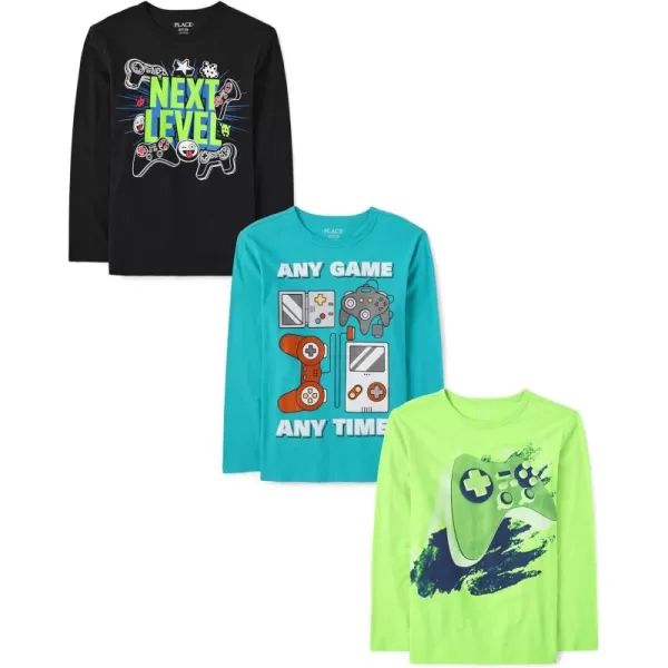 The Children's Place Boys' Gamer Long Sleeve Graphic T-Shirts,multipacks