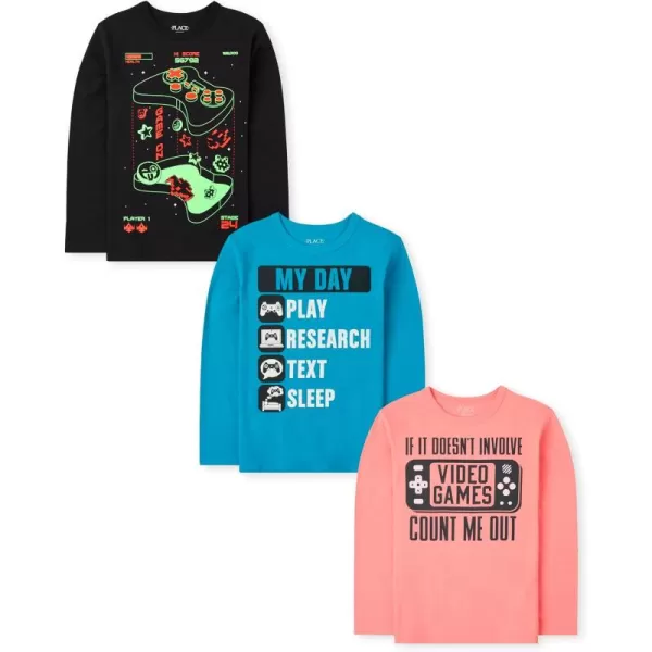 The Children's Place Baby Toddler Boys 3-Pack Long Sleeve Graphic T-Shirt