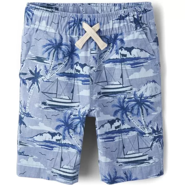 The Children's Place Boys' Printed Cotton Pull on Jogger Shorts