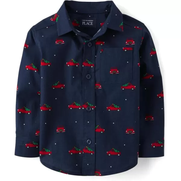 The Children's Place Boys' and Toddler Poplin Long Sleeve Button Down Shirt