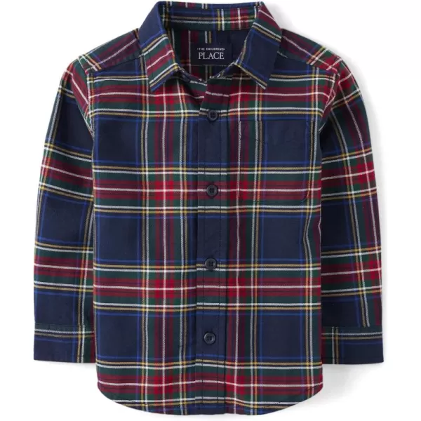 The Children's Place Boys' and Toddler Poplin Long Sleeve Button Down Shirt