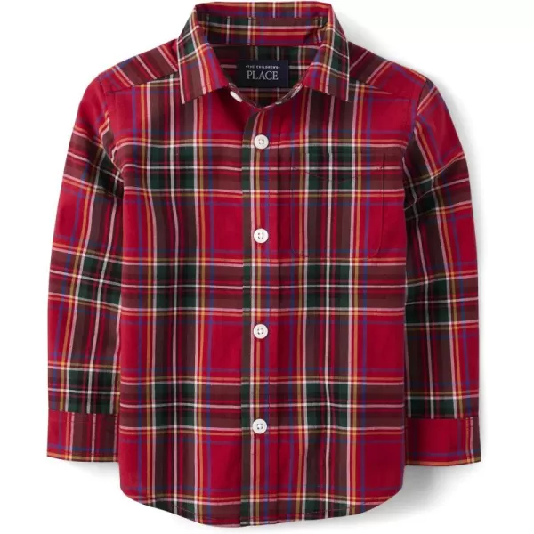 The Children's Place Boys' and Toddler Poplin Long Sleeve Button Down Shirt