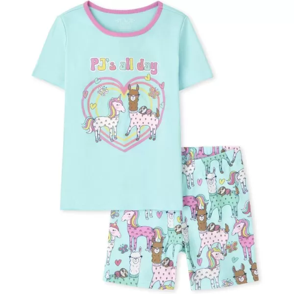 The Children's Place Girls' Sleeve Top and Shorts Snug Fit 100% Cotton 2 Piece Pajama Sets