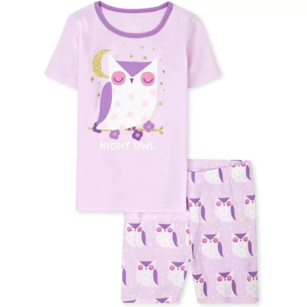 The Children's Place Girls' Sleeve Top and Shorts Snug Fit 100% Cotton 2 Piece Pajama Sets
