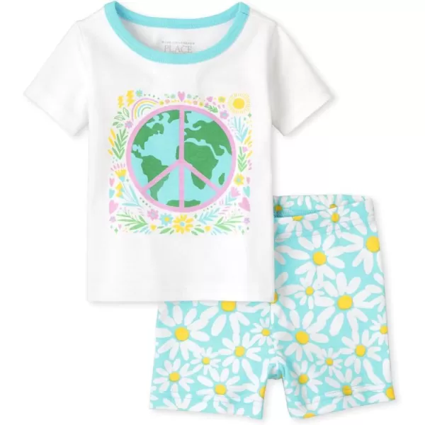 The Children's Place Girls' Sleeve Top and Shorts Snug Fit 100% Cotton 2 Piece Pajama Sets