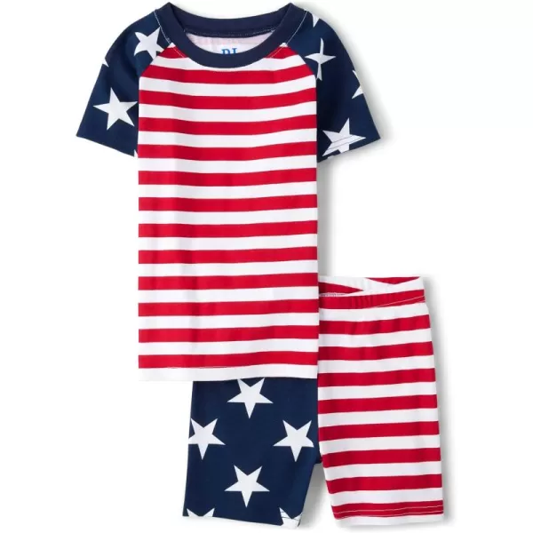 The Children's Place Kids Sleeve Top and Shorts Snug Fit 100% Cotton 2 Piece Pajama Set