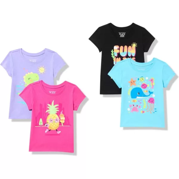 The Children's Place Toddler Girls 4-Pack Short Sleeve Graphic T-Shirt