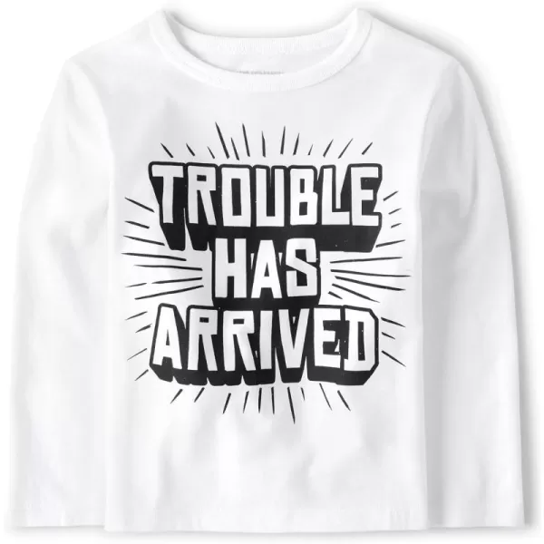The Children's Place baby boys Trouble Has Arrived Graphic Long Sleeve T Shirt