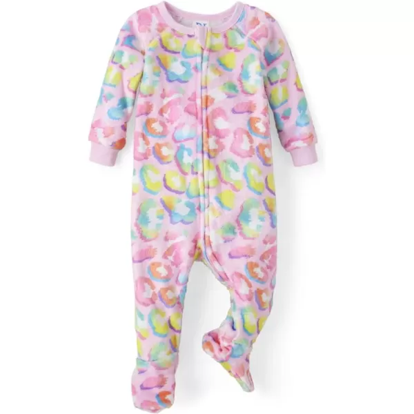 The Children's Place baby girls Rainbow Leopard Fleece One Piece Pajamas