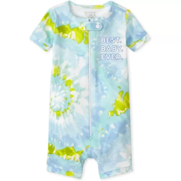 The Children's Place unisex baby Short Sleeve Zip front One Piece Footless Pajama