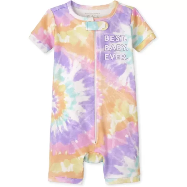 The Children's Place unisex baby Short Sleeve Zip front One Piece Footless Pajama