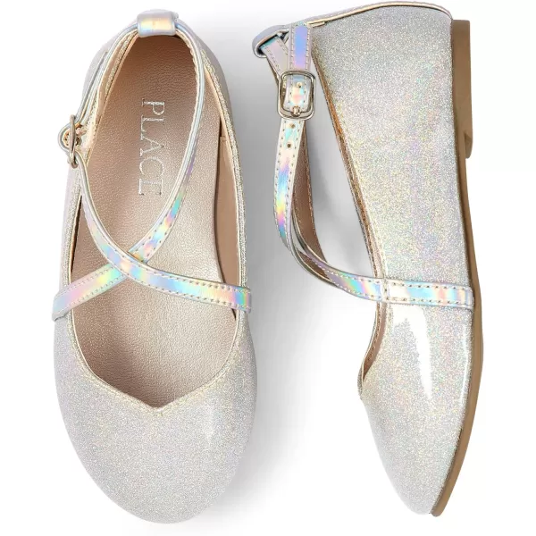 The Children's Place baby girls Glitter Cross Strap Ballet Flats