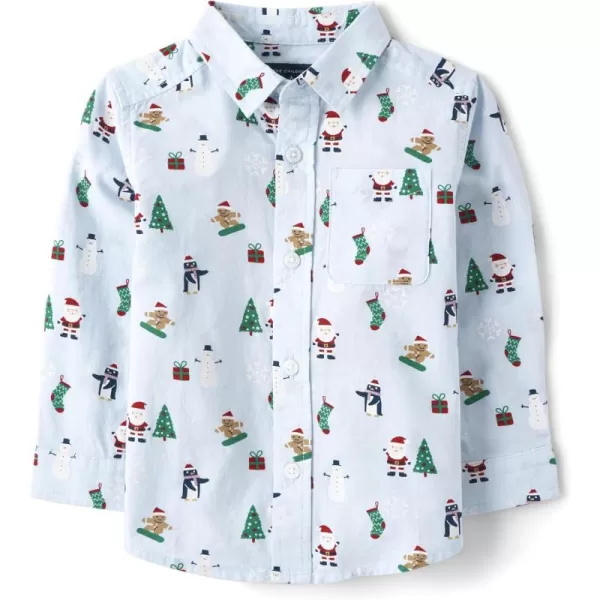 The Children's Place Baby Boys' and Toddler Poplin Long Sleeve Button Down Shirt