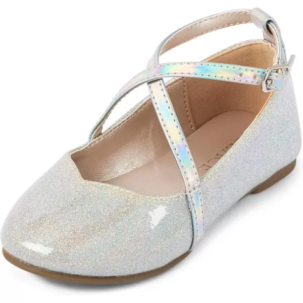 The Children's Place baby girls Glitter Cross Strap Ballet Flats