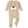 imageThe Childrens Place Baby and Toddler Fleece ZipFront One Piece Footed PajamaTeddy Bear
