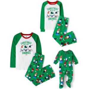 imageThe Childrens Place Baby Family Matching Holiday Pajama Sets FleeceGreen Christmas With My Gnomies