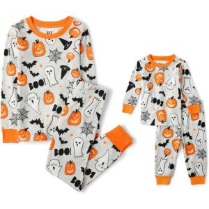 imageThe Childrens Place Baby and Kids Sibling Matching Holiday Pajama Sets CottonGhostsPumpkins Halloween