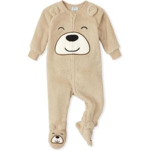 imageThe Childrens Place Baby and Toddler Fleece ZipFront One Piece Footed PajamaTeddy Bear