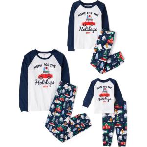 imageThe Childrens Place Family Matching Christmas and Holiday Pajama Sets CottonBlue Home for the Holidays