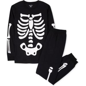 imageThe Childrens Place Family Matching Christmas and Holiday Pajama Sets CottonGlow Skeleton Adult
